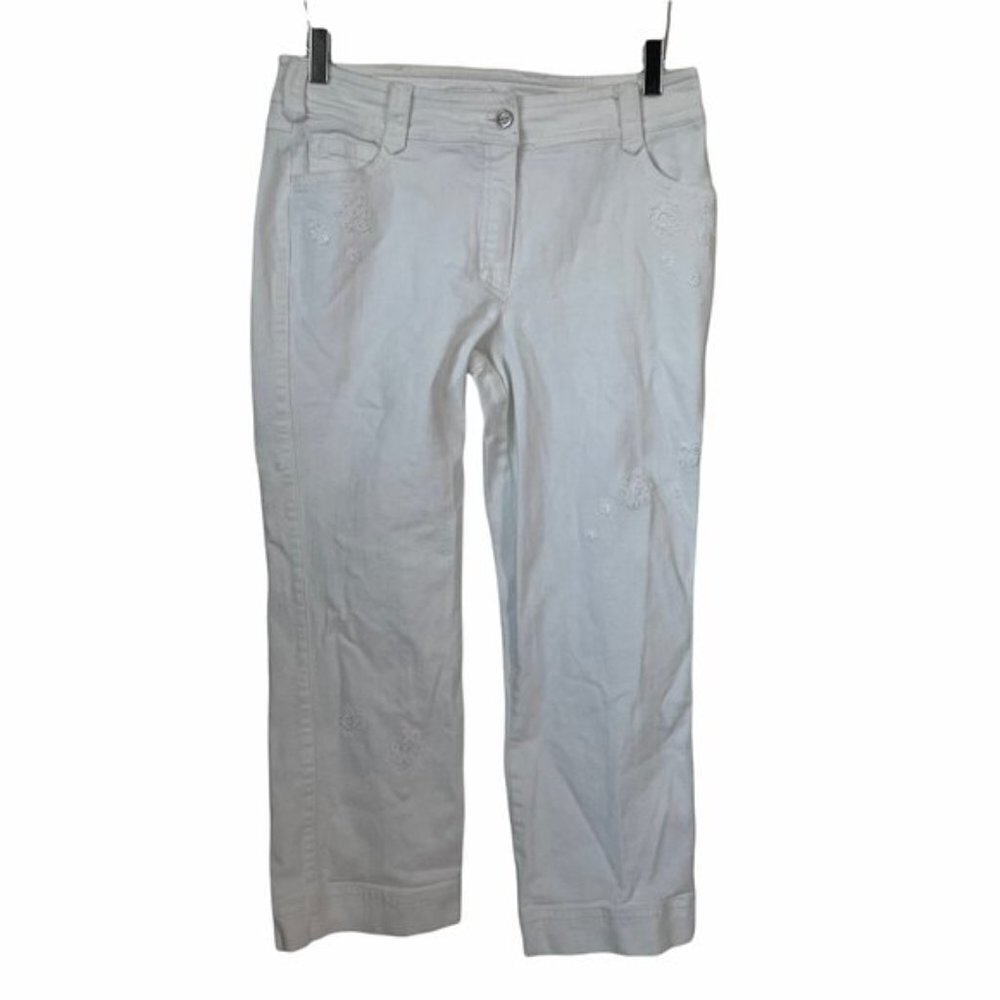 Escada Embroidered White Cropped Jeans Sz. 42